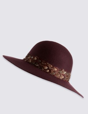 Pure Wool Feather Floppy Hats